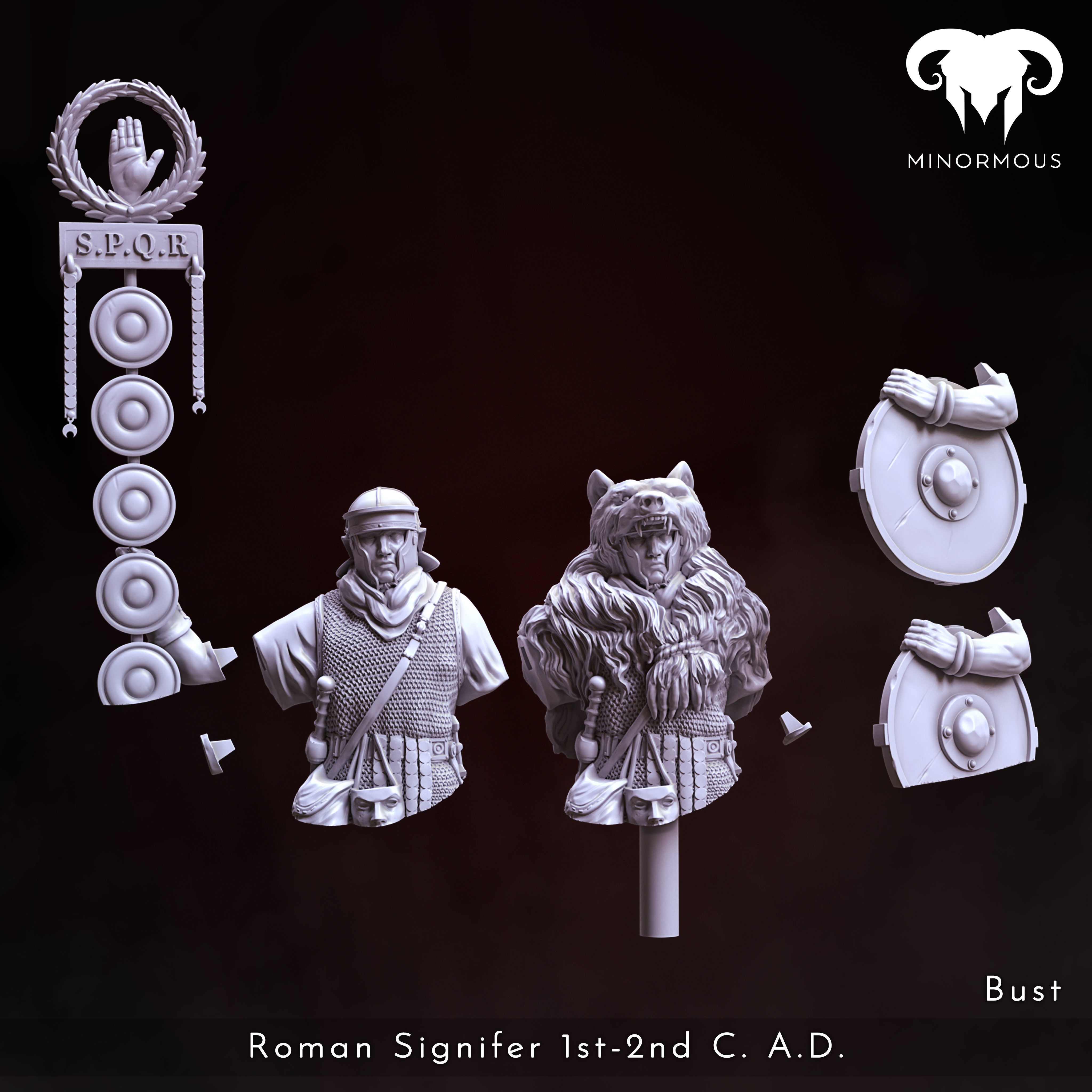 Bust - Roman Signifer 1st-2nd CAD Symbol of Power 3D print model_2