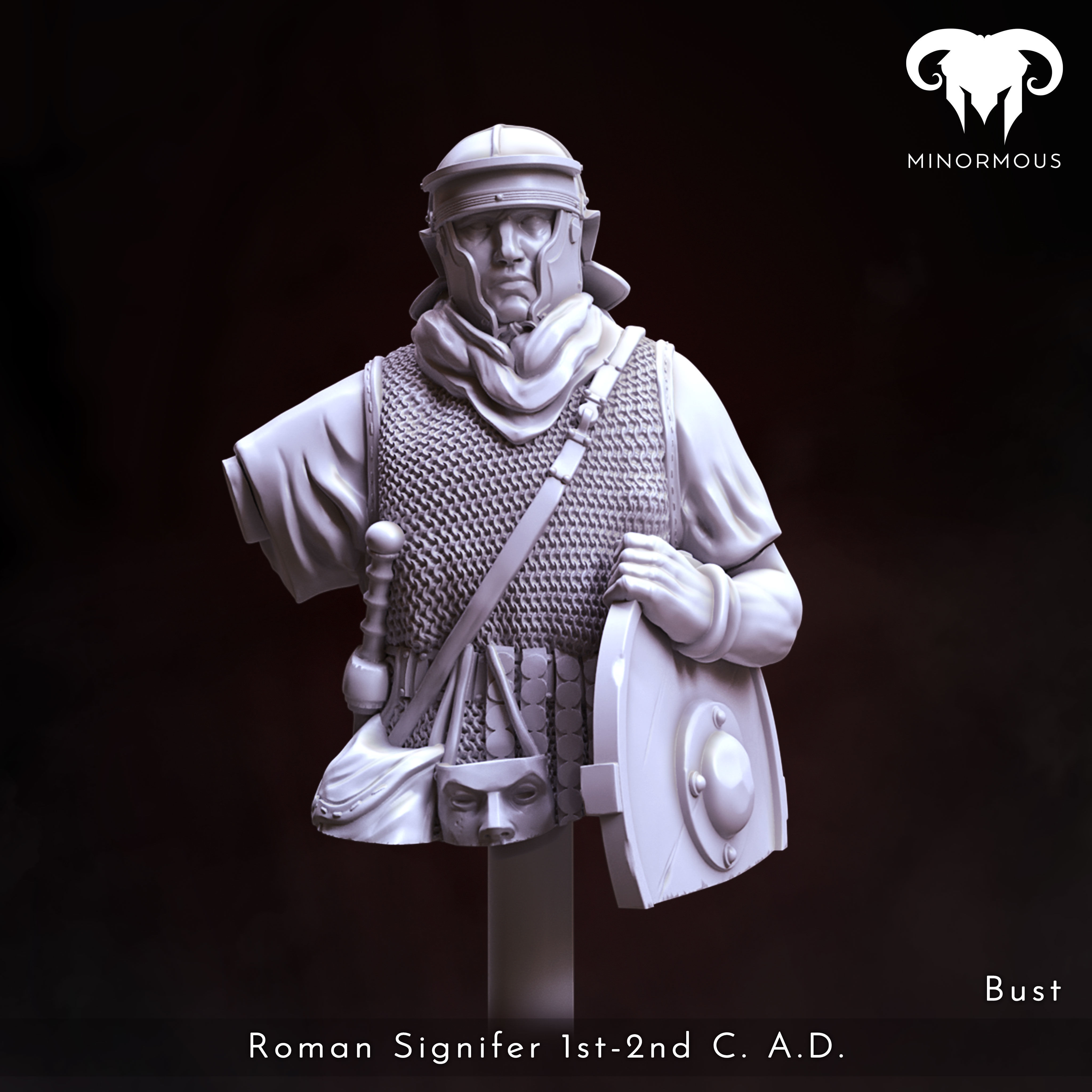 Bust - Roman Signifer 1st-2nd CAD Symbol of Power 3D print model_3