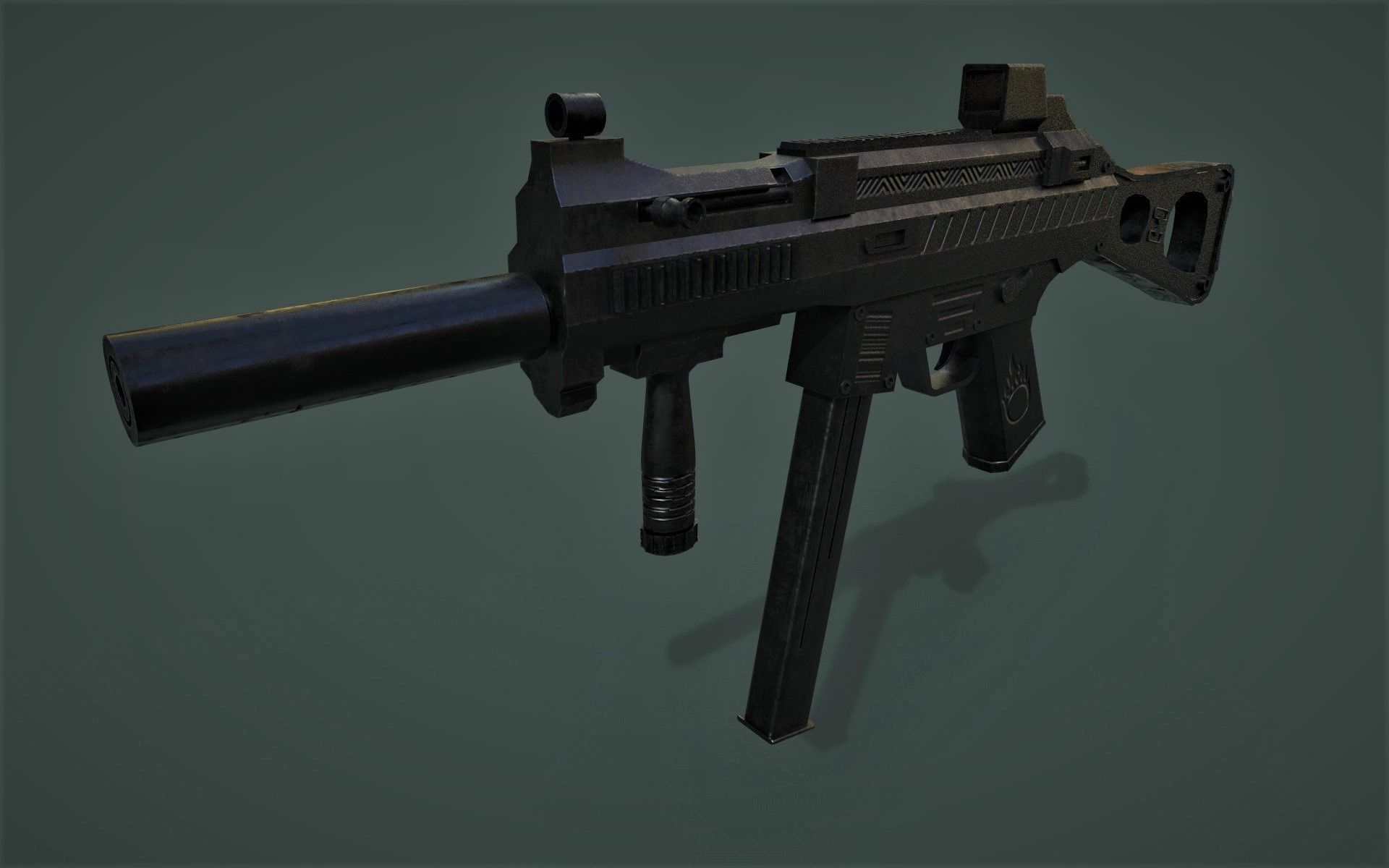 Sub Machine Gun Free low-poly 3D model_1