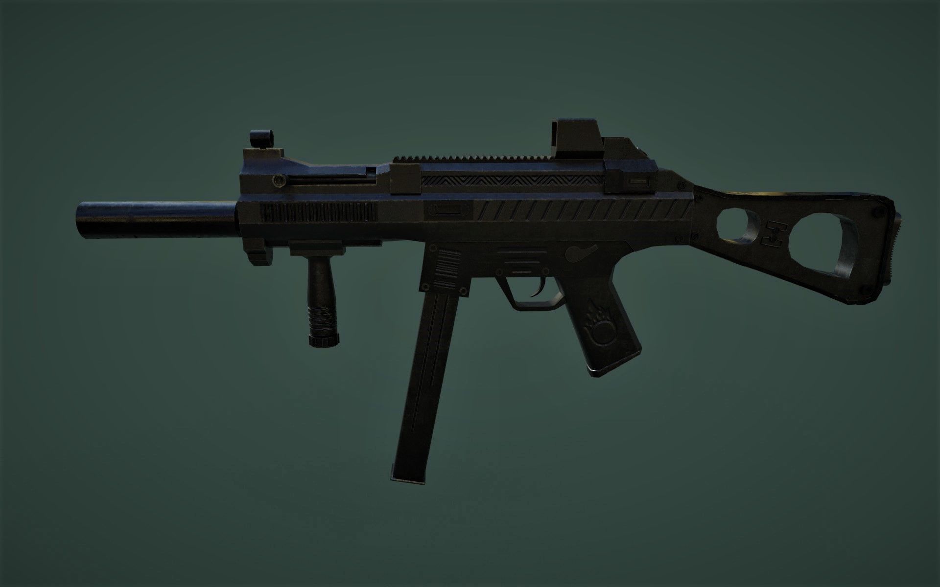 Sub Machine Gun Free low-poly 3D model_2