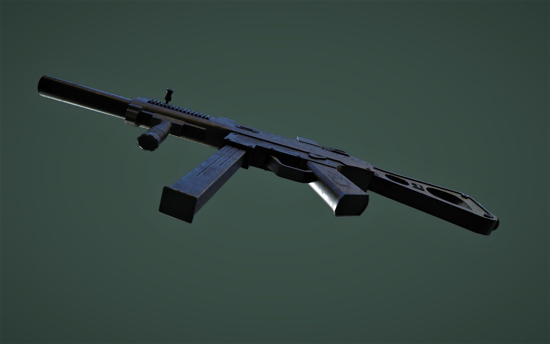 Sub Machine Gun Free low-poly 3D model_5