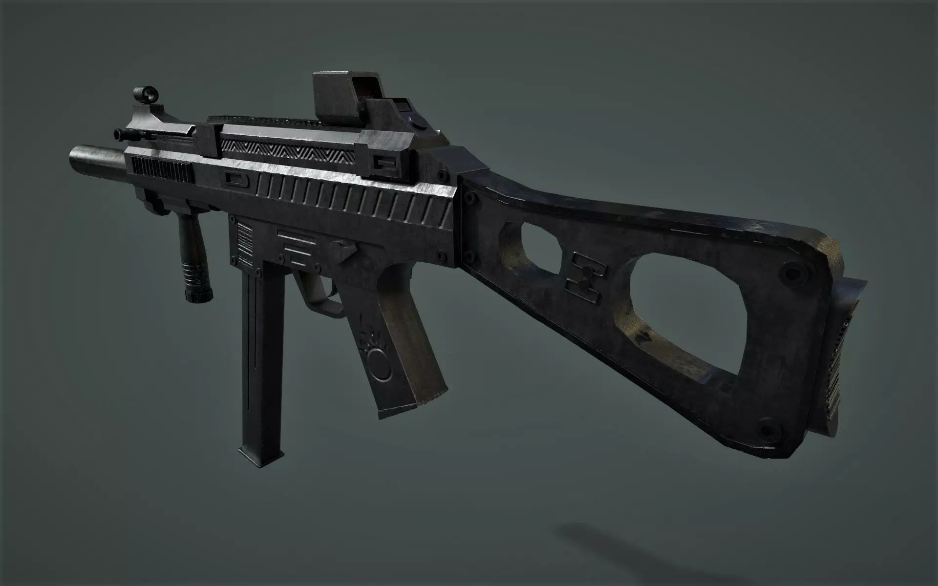 Sub Machine Gun Free low-poly 3D model_0