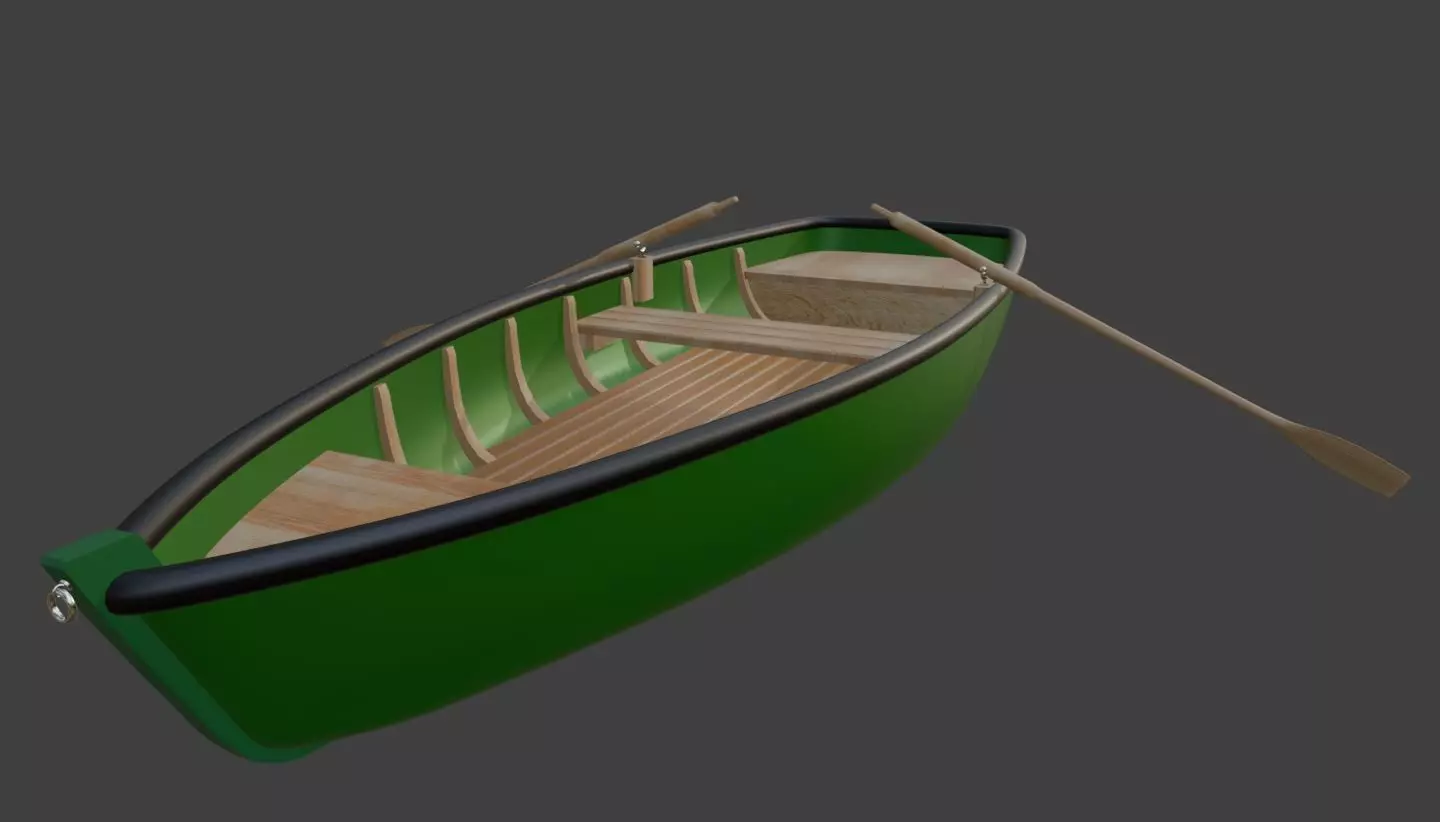 Recreational boat on oars for river and lake Free 3D model_0
