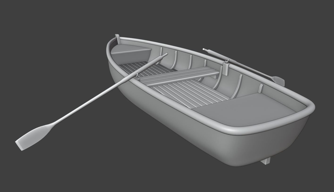 Recreational boat on oars for river and lake Free 3D model_1