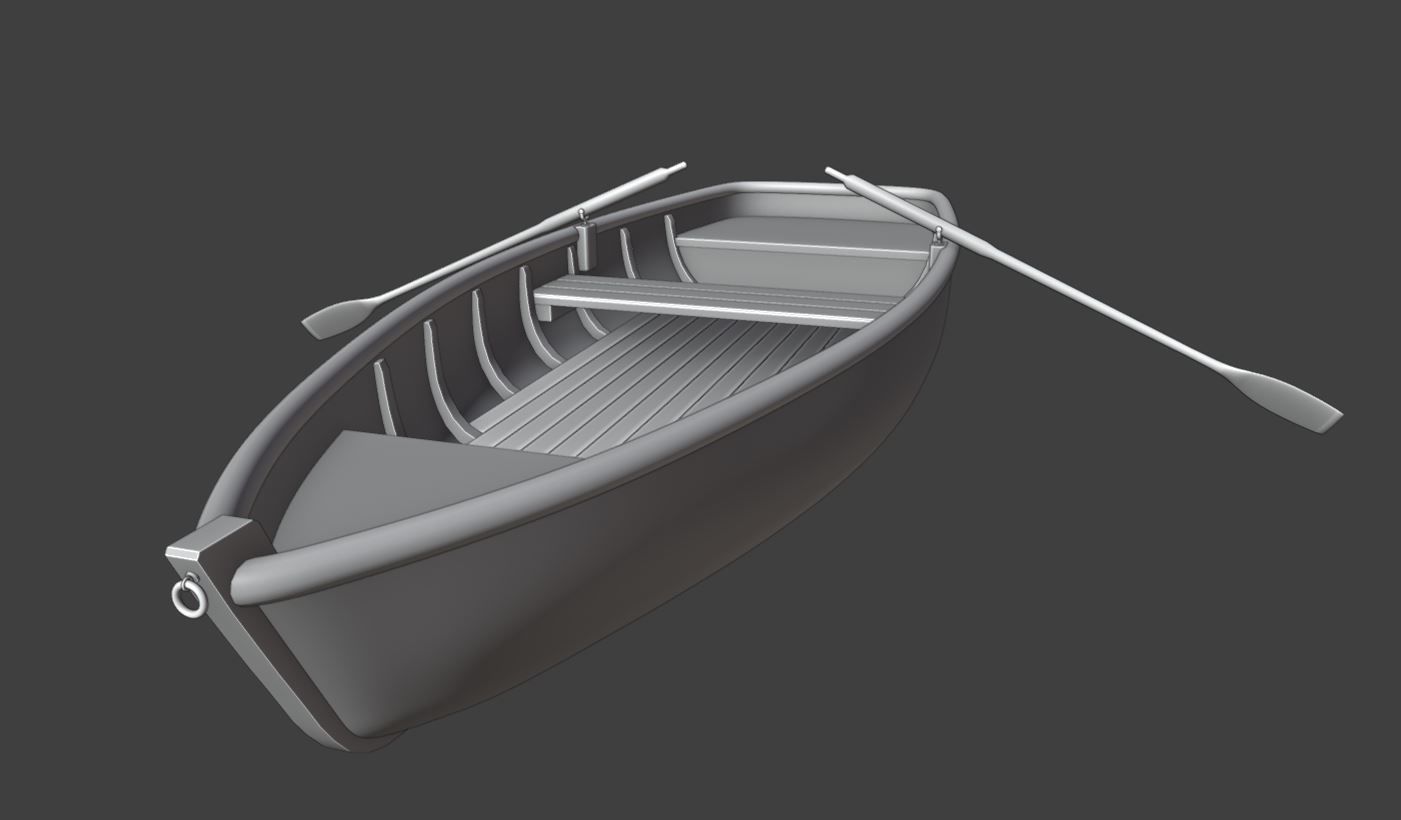 Recreational boat on oars for river and lake Free 3D model_2