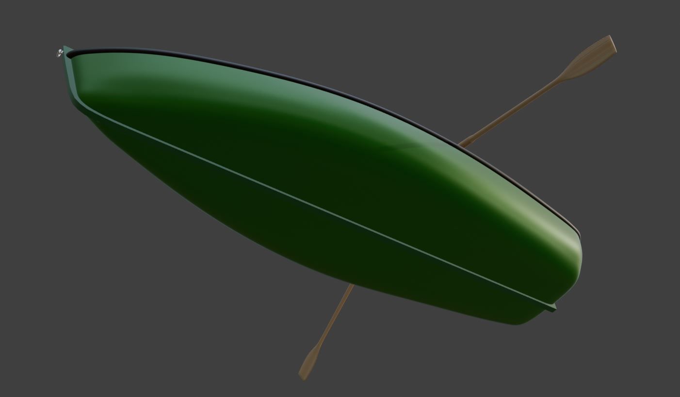 Recreational boat on oars for river and lake Free 3D model_3