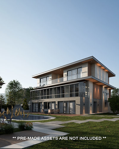 Modern Three Storey Villa 3D model 2