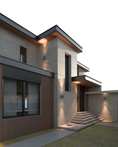 Modern Three Storey Villa 3D model 4