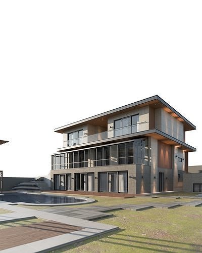 Modern Three Storey Villa 3D model 6