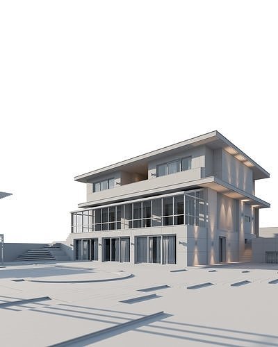 Modern Three Storey Villa 3D model 7