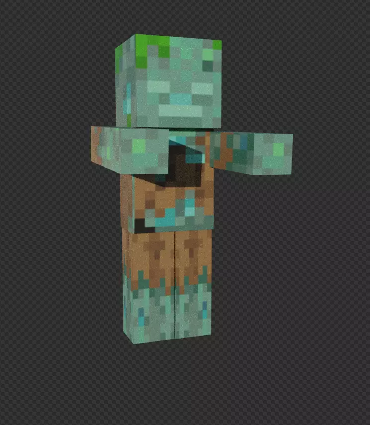 free Minecraft drowned Free low-poly 3D model_0