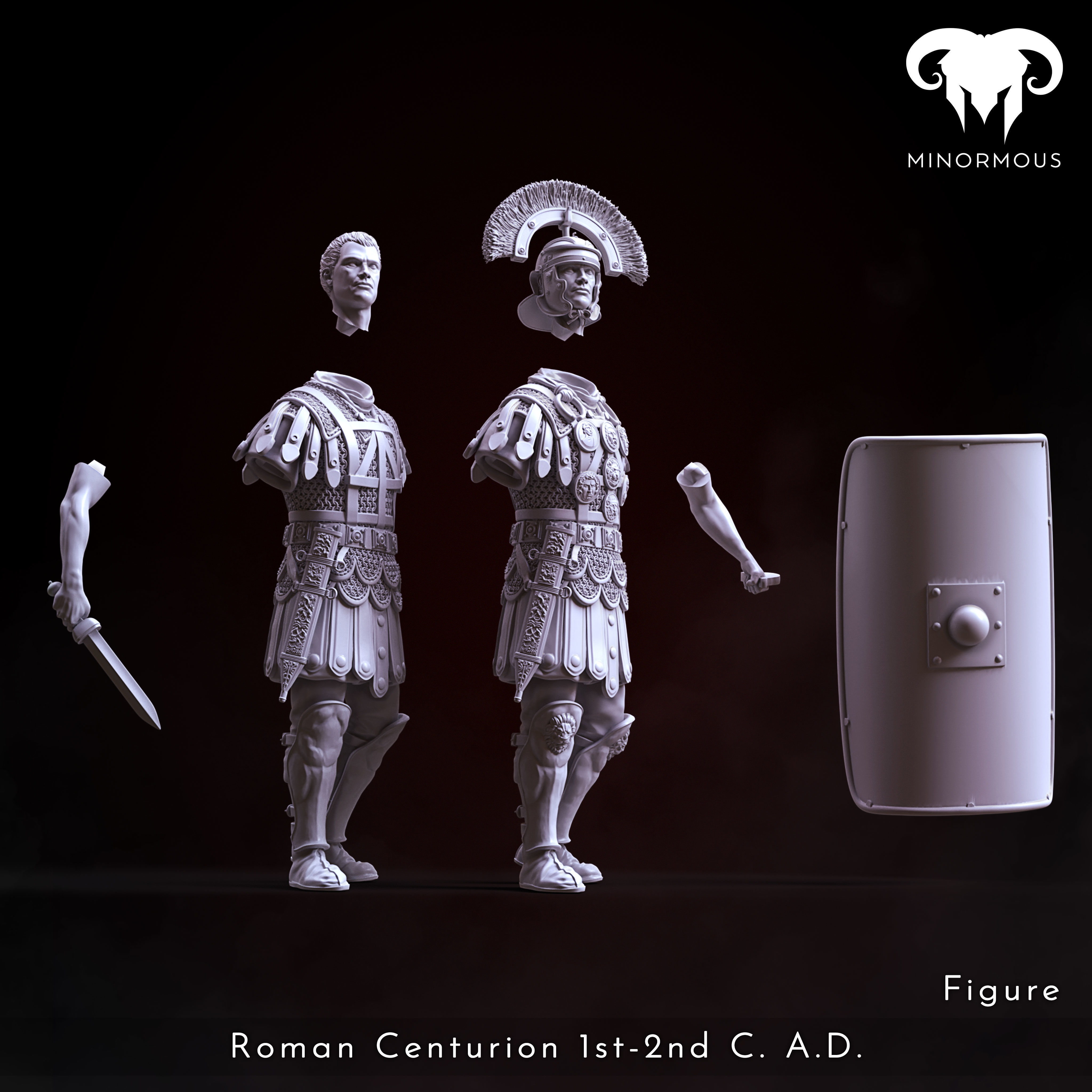 Figure - Roman Centurion 1st-2nd CAD Bravery and Valor 3D print model_1