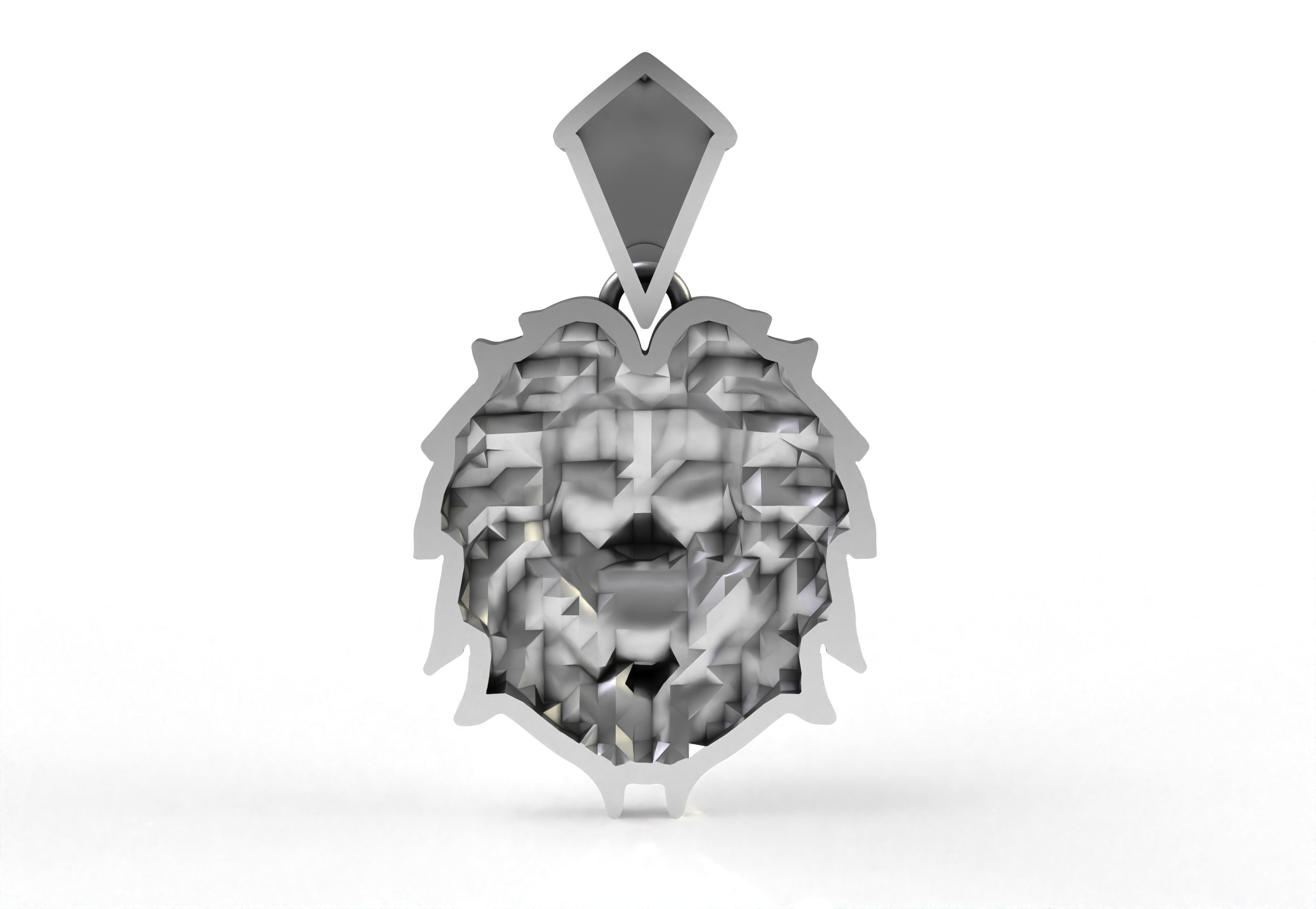 Lion Face Pendant 3D print model_4