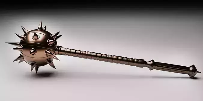 Battle mace high-poly model for 3D printing and CNC machines 
