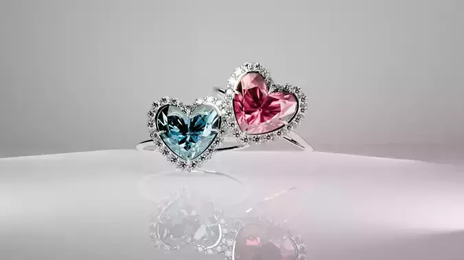 Heart-shaped diamond ring