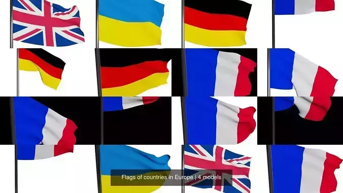Flags of countries in Europe 3D Model Collection