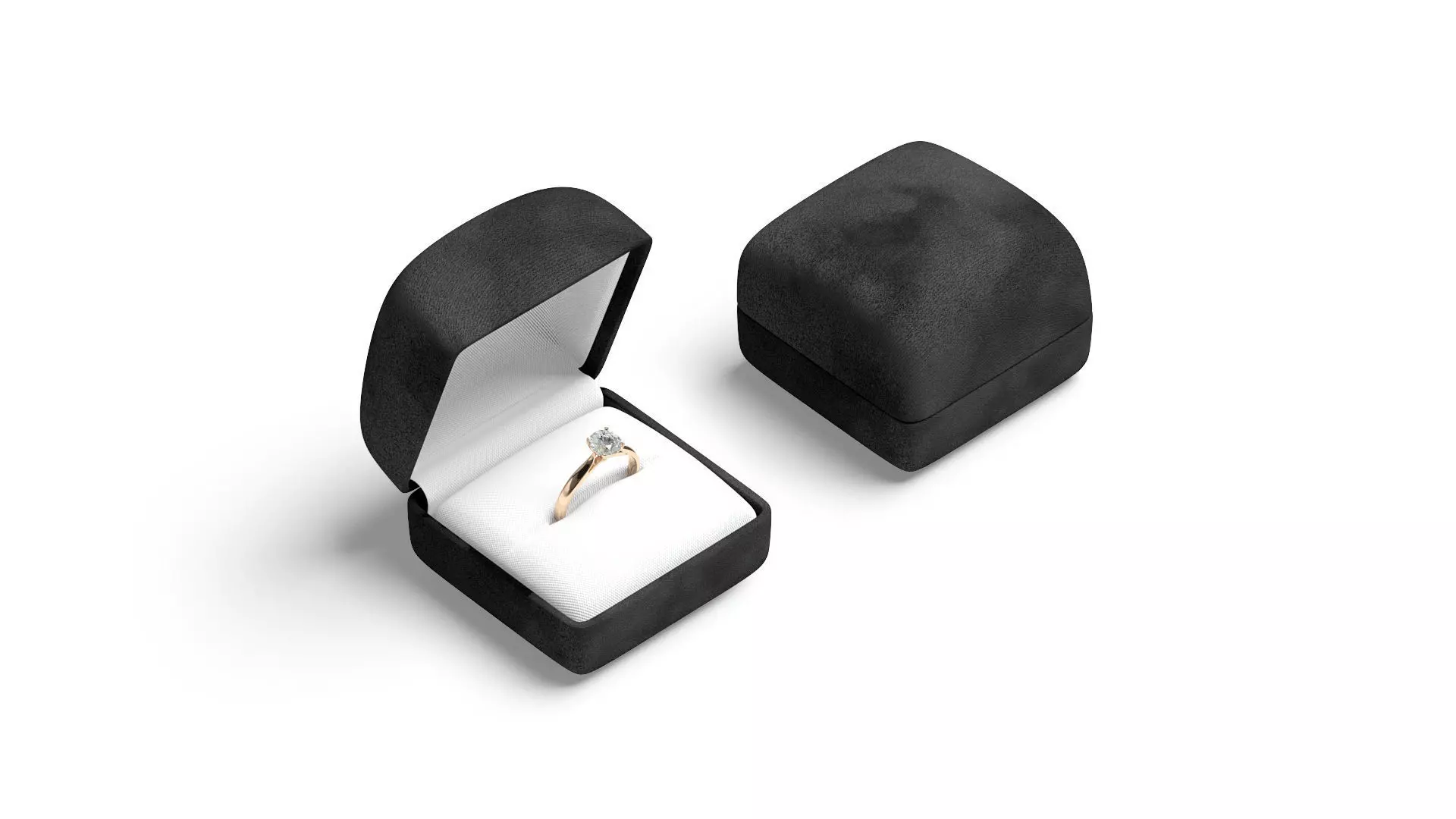 Black Wedding Ring Box Set - opened and closed jewelry box Low-poly 3D model