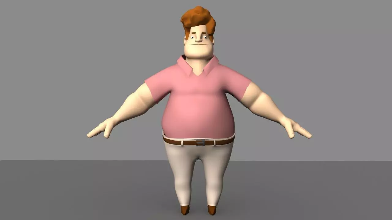 Jeffrey cartoon character in shirt 3D model