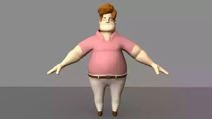 Jeffrey cartoon character in shirt 3D model