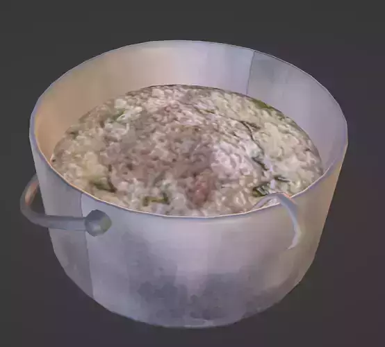 Stylized Low Poly Pot Soup with ladle