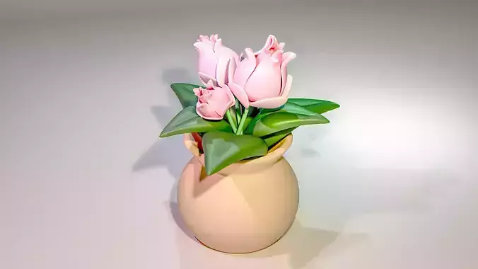 Flowers and leaves with a clay pot with three points lighting