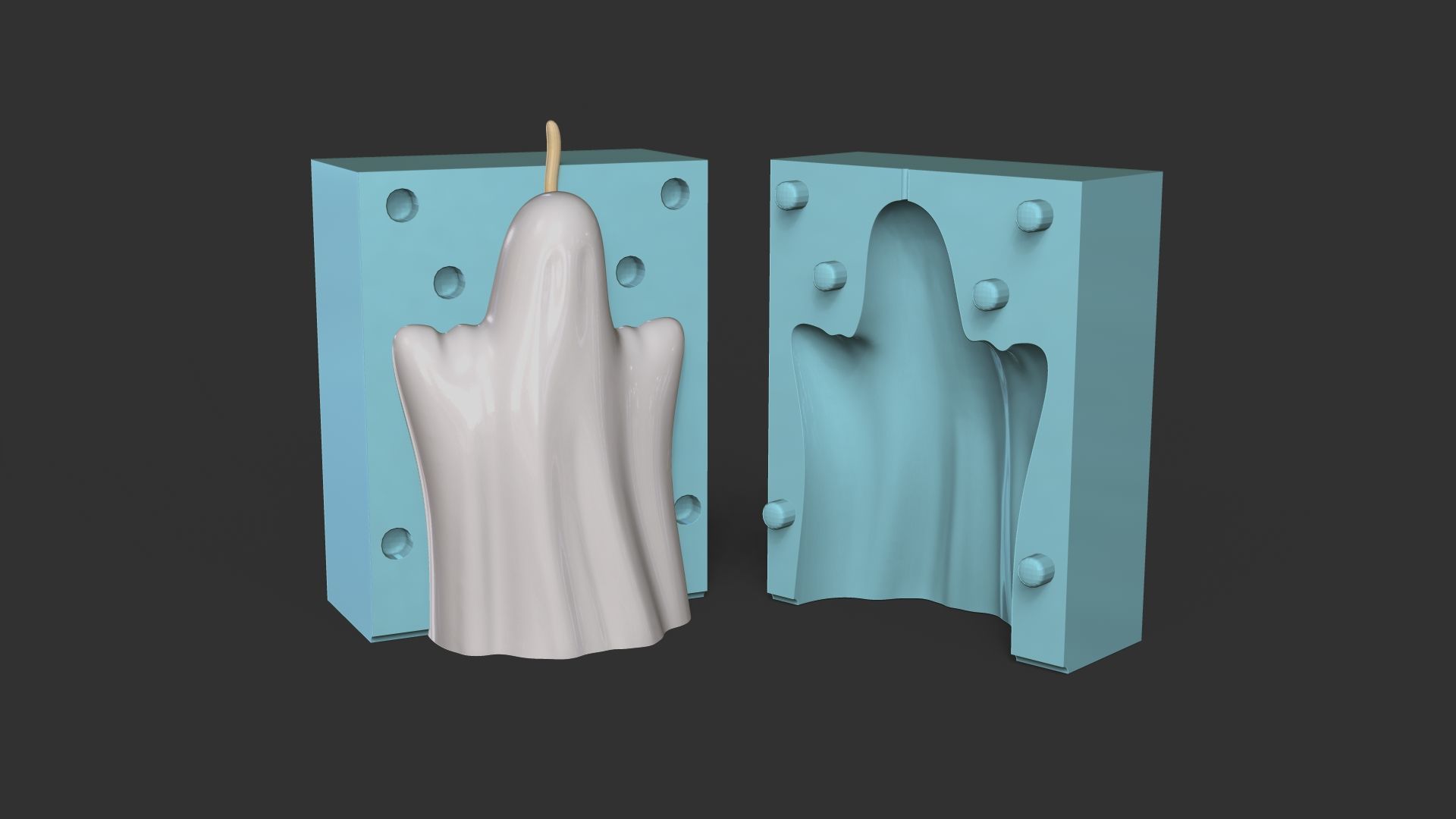 03 Ghosts Candle Molds - Halloween Craft Tool Molding 3D print model_2