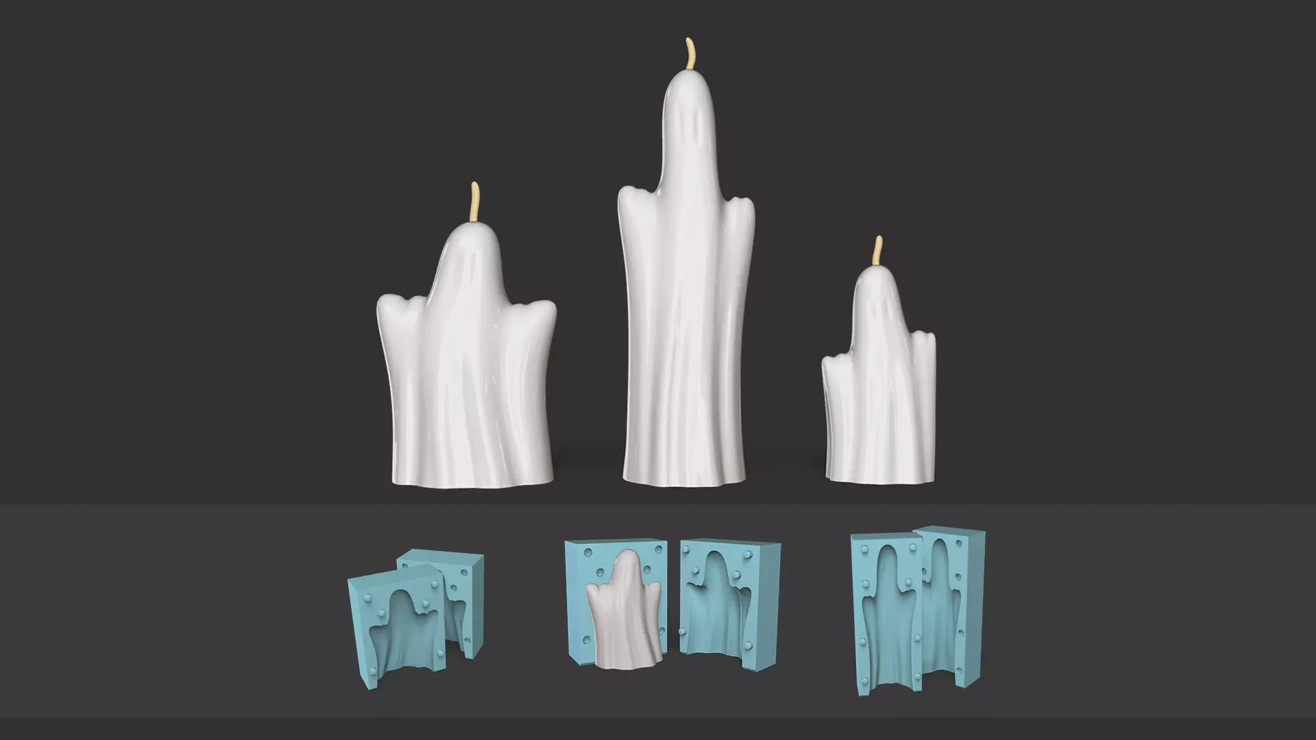 03 Ghosts Candle Molds - Halloween Craft Tool Molding 3D print model_0