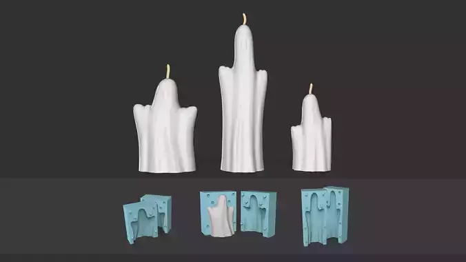 03 Ghosts Candle Molds - Halloween Craft Tool Molding 3D print model