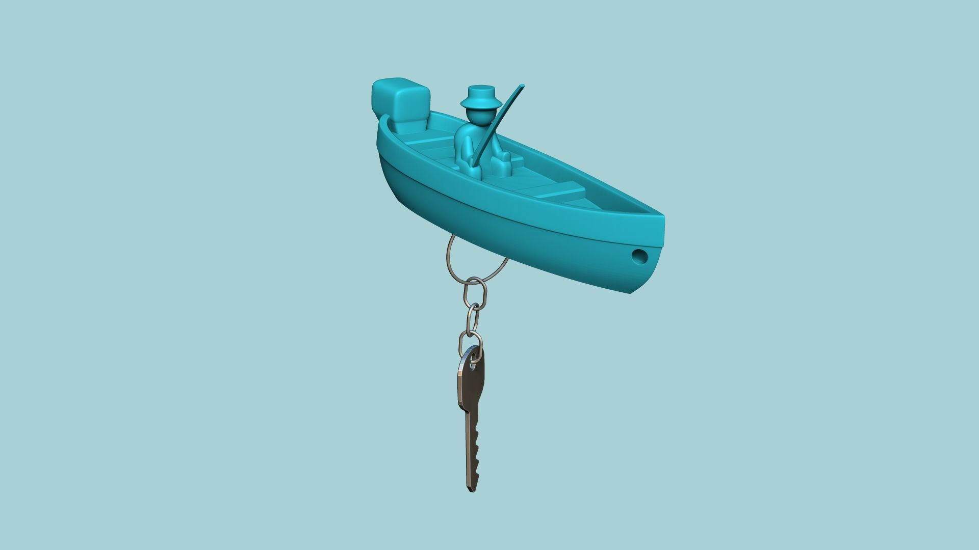 Fisherman Keychain Floating Boat - Key Saver 3D print model_4