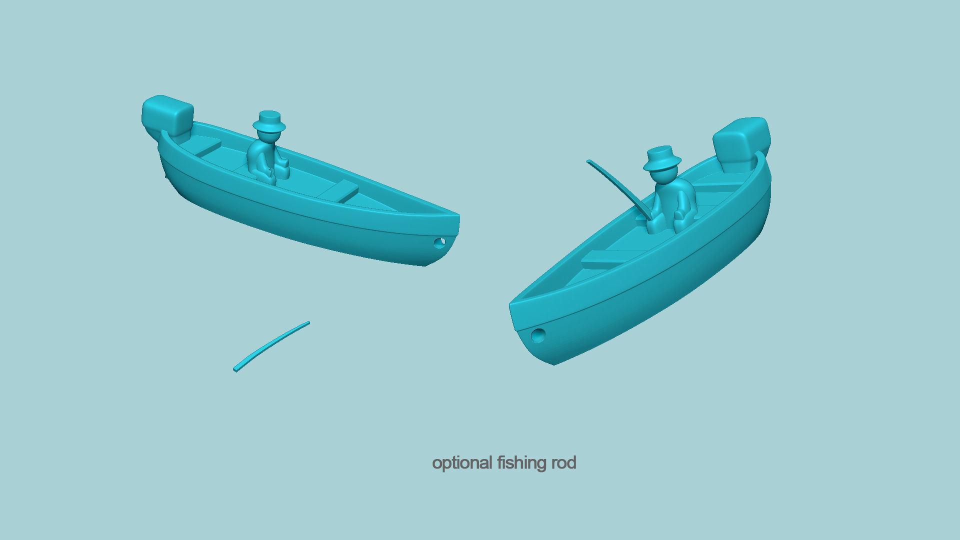 Fisherman Keychain Floating Boat - Key Saver 3D print model_7