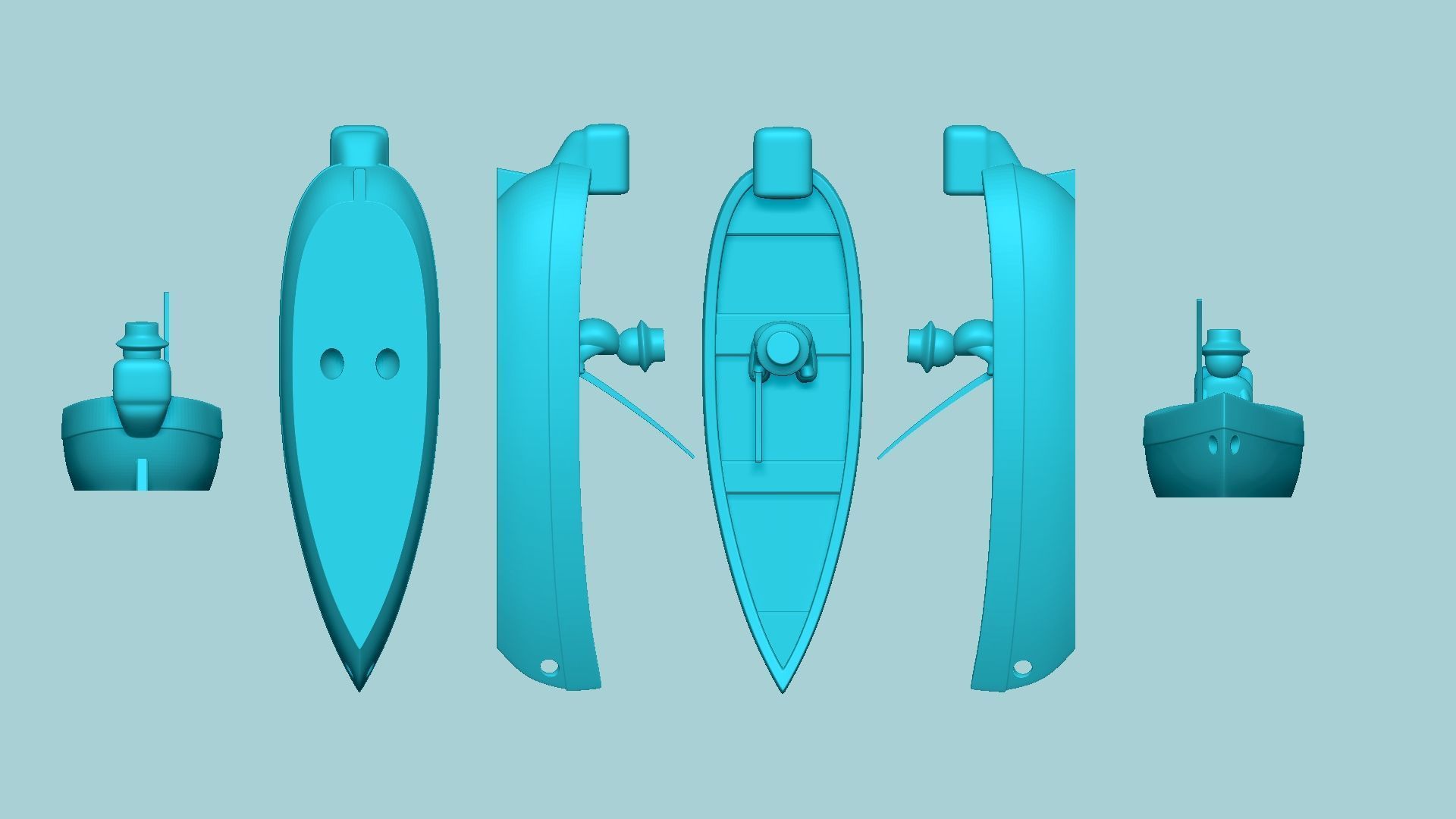 Fisherman Keychain Floating Boat - Key Saver 3D print model_10