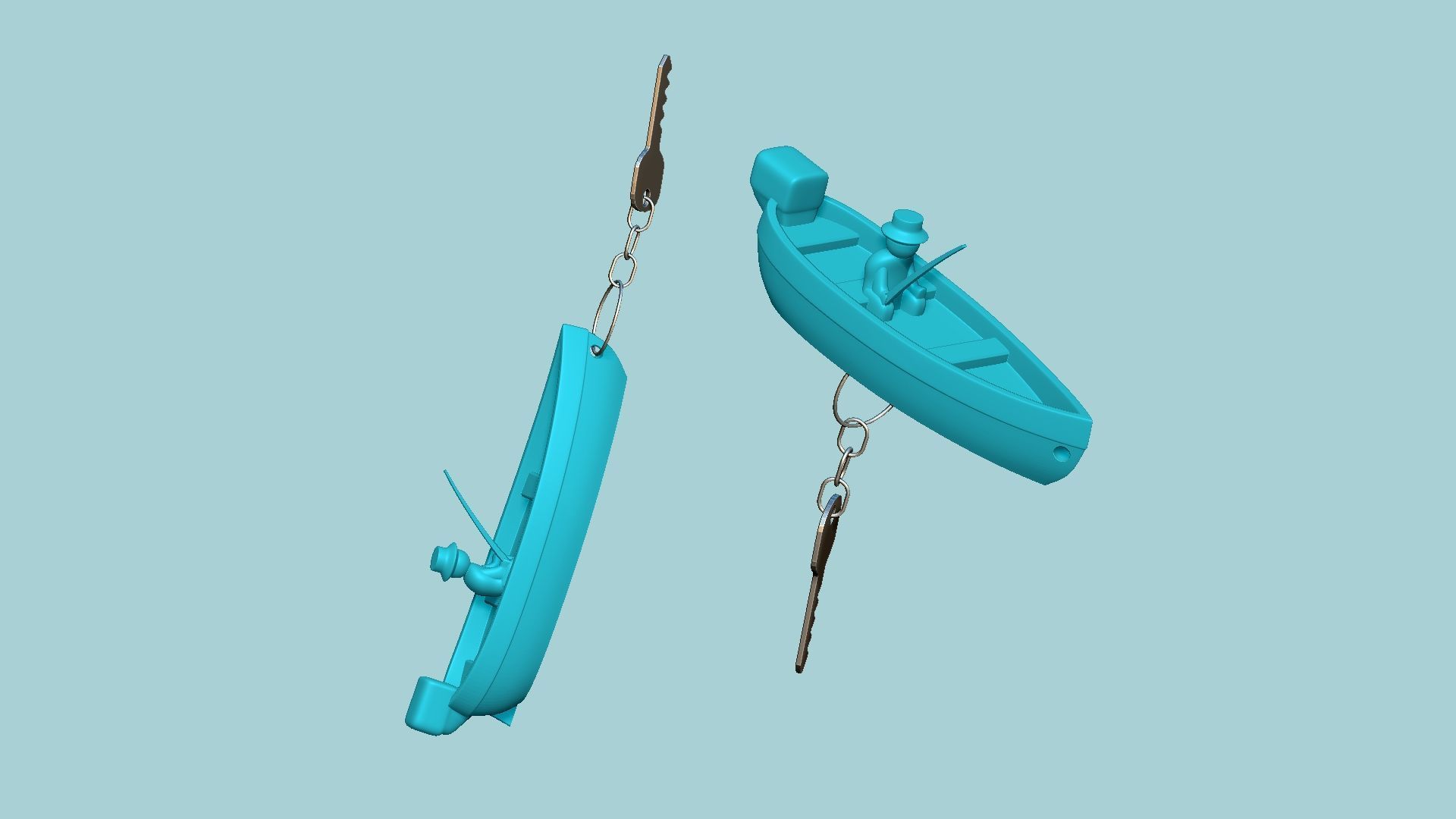 Fisherman Keychain Floating Boat - Key Saver 3D print model_6