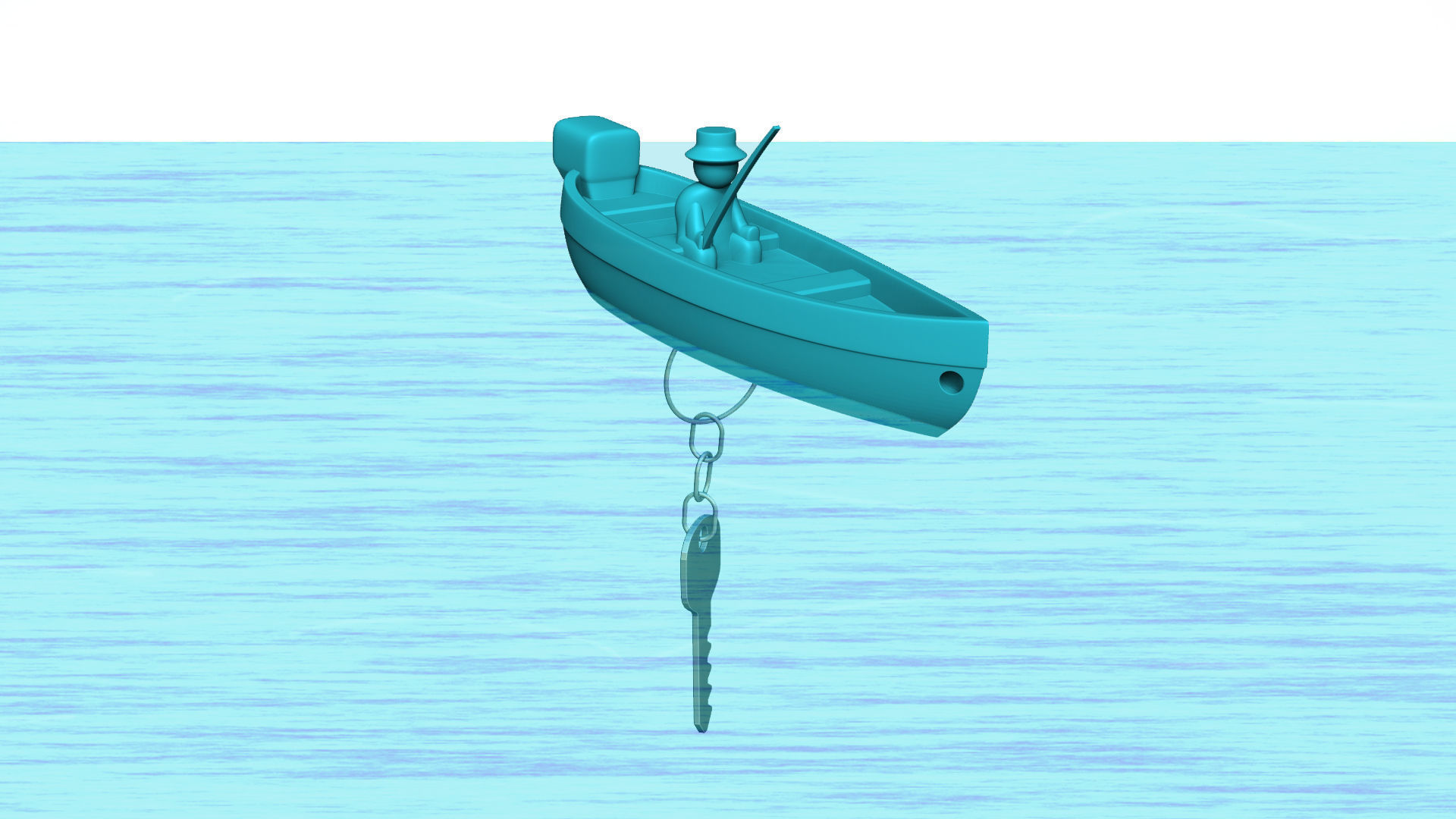 Fisherman Keychain Floating Boat - Key Saver 3D print model_3