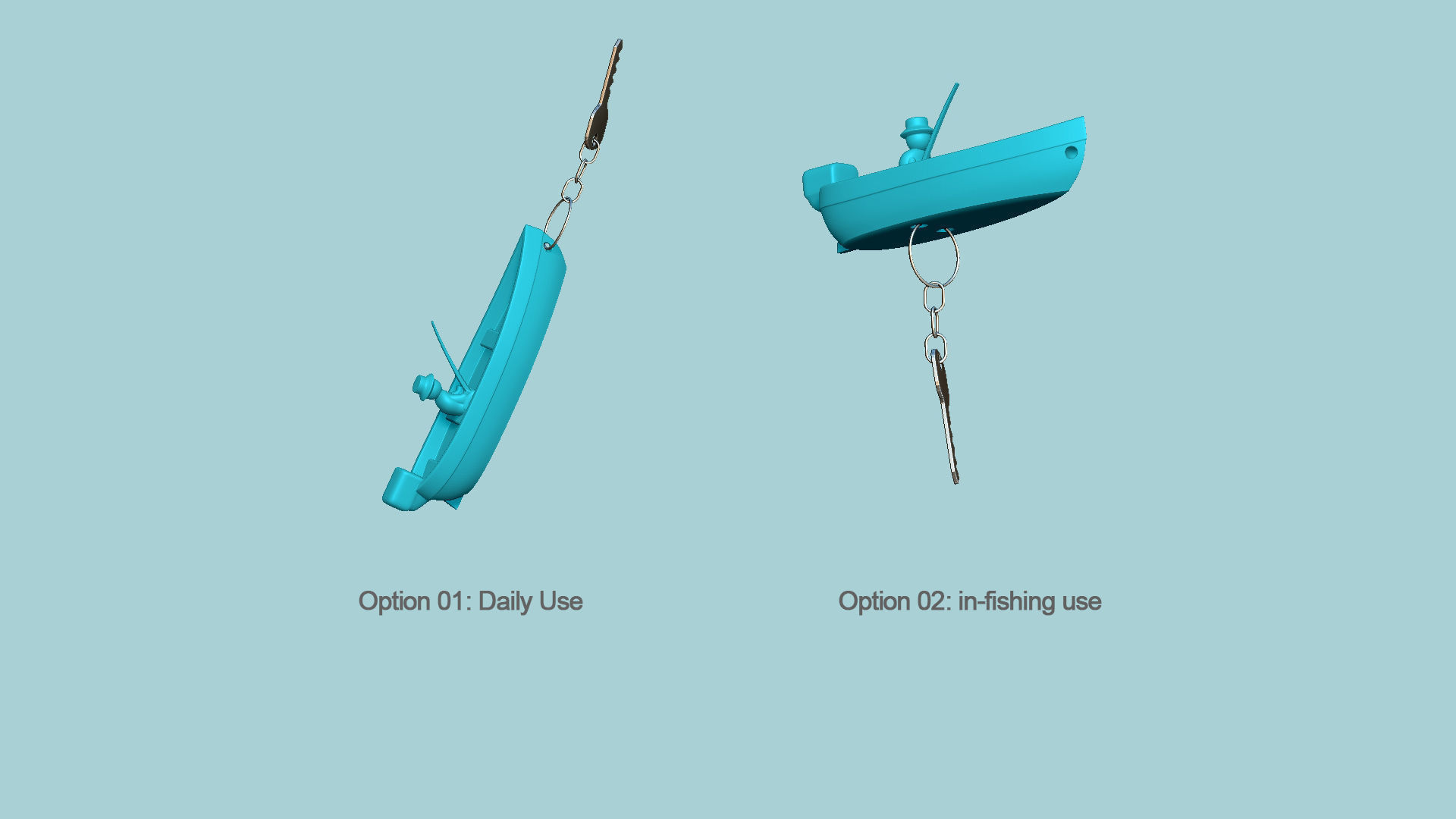 Fisherman Keychain Floating Boat - Key Saver 3D print model_2