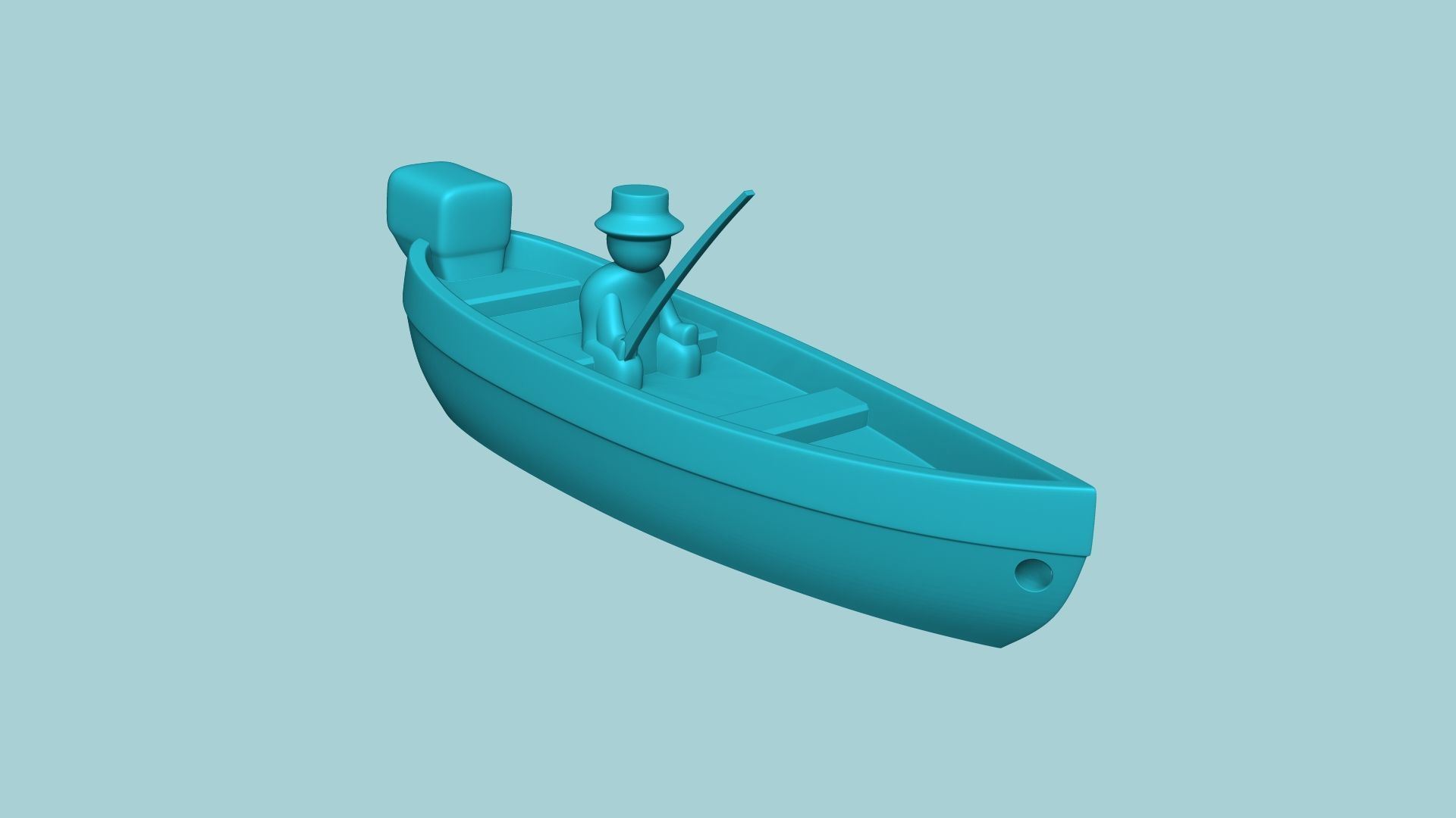 Fisherman Keychain Floating Boat - Key Saver 3D print model_5