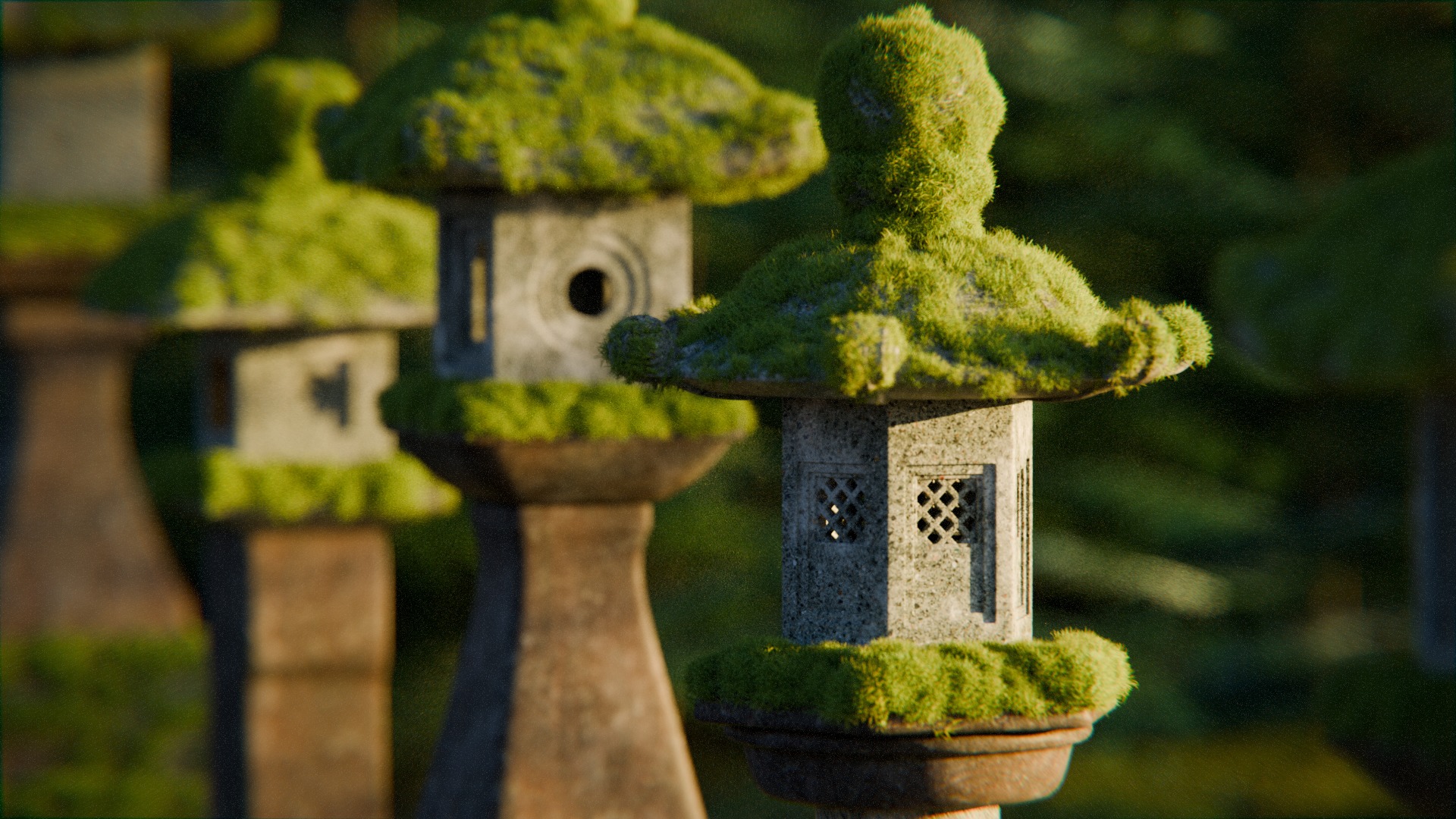 Japanese Lanterns 3d Scene 3D model_2