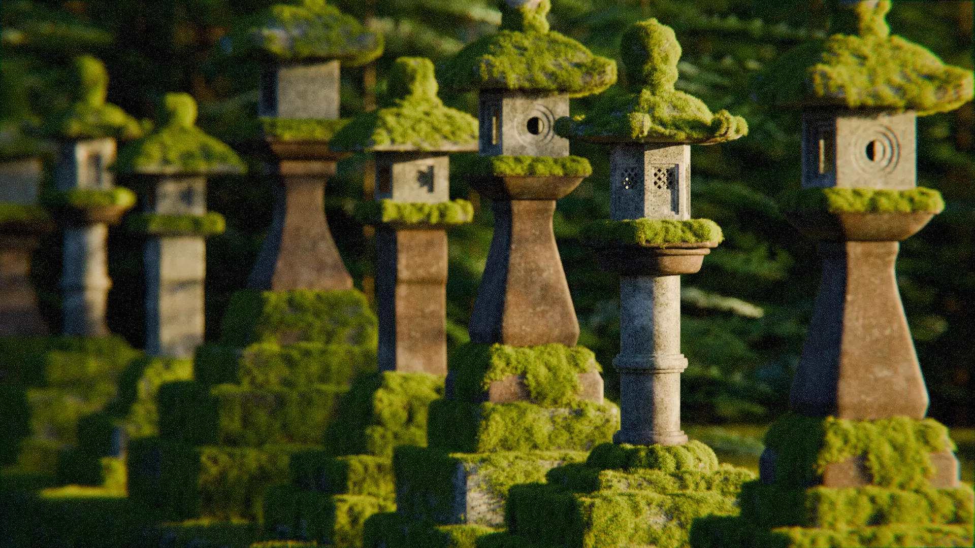 Japanese Lanterns 3d Scene 3D model_0