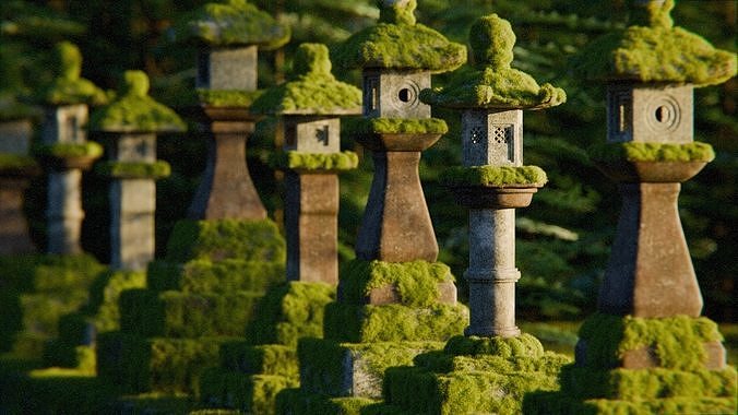 Japanese Lanterns 3d Scene 3D model