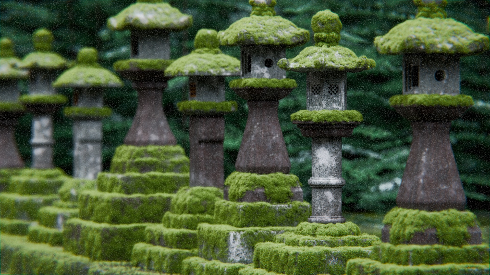 Japanese Lanterns 3d Scene 3D model_4