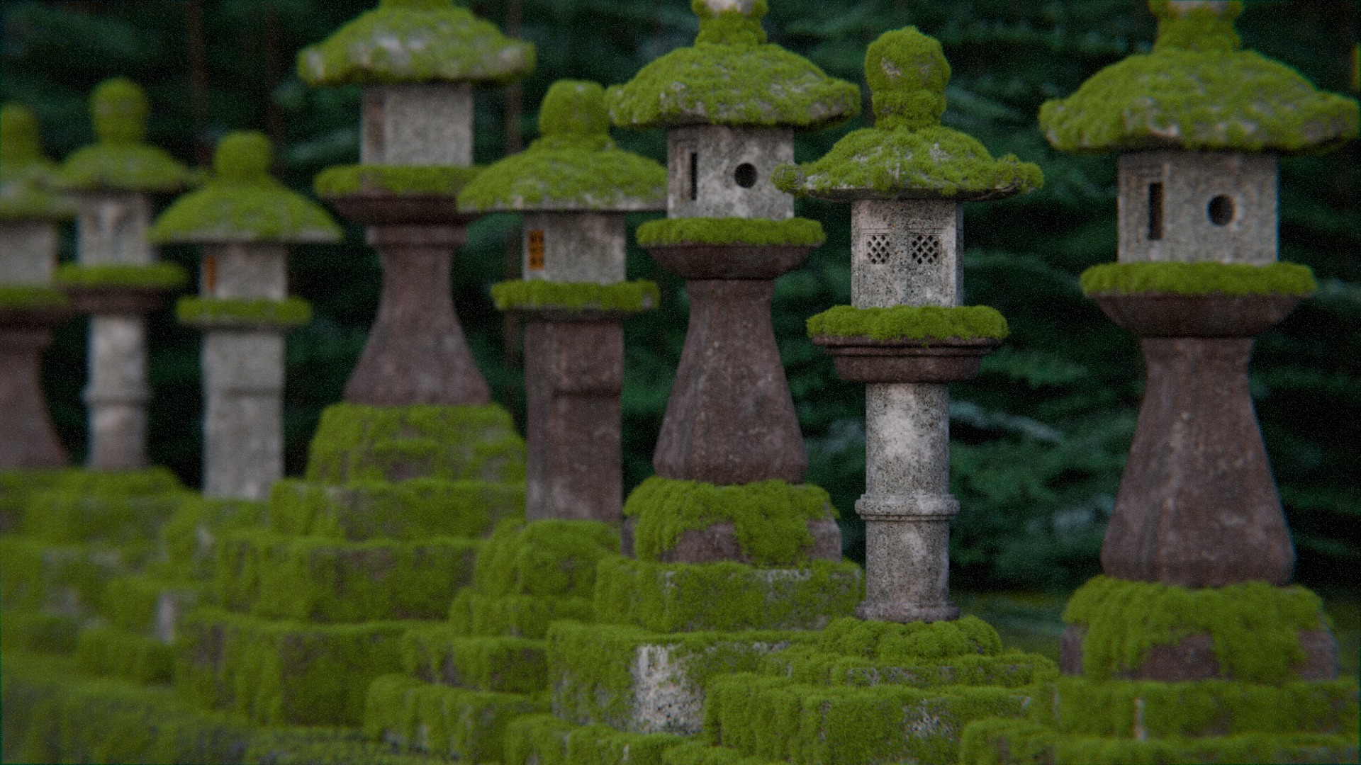 Japanese Lanterns 3d Scene 3D model_15