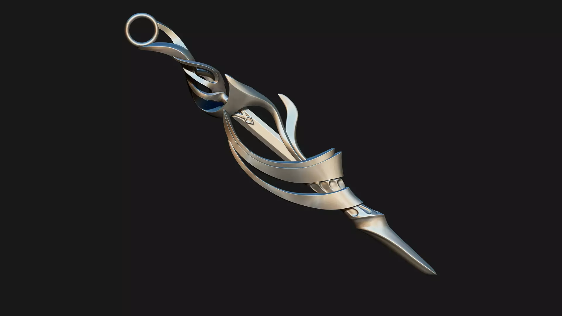 Swirly Sword Pendant 3D print model_0