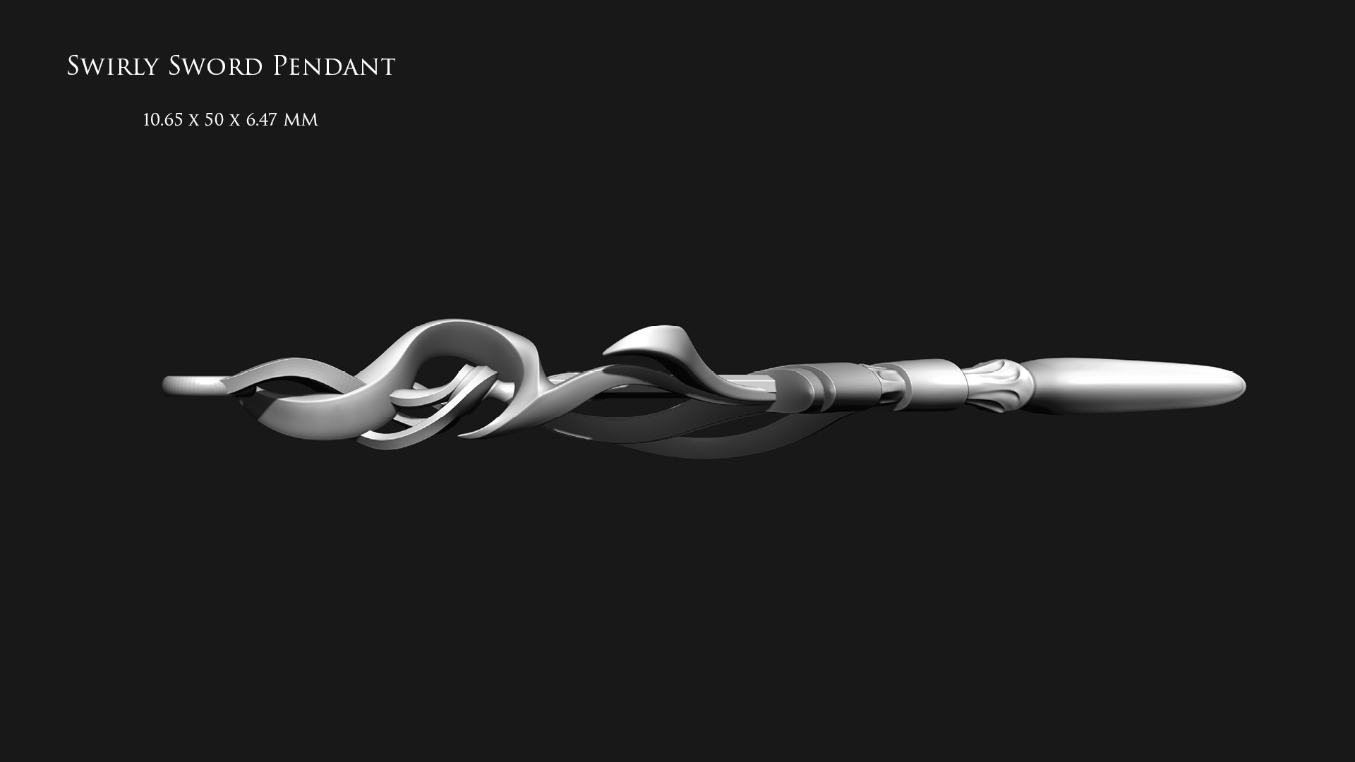 Swirly Sword Pendant 3D print model_4