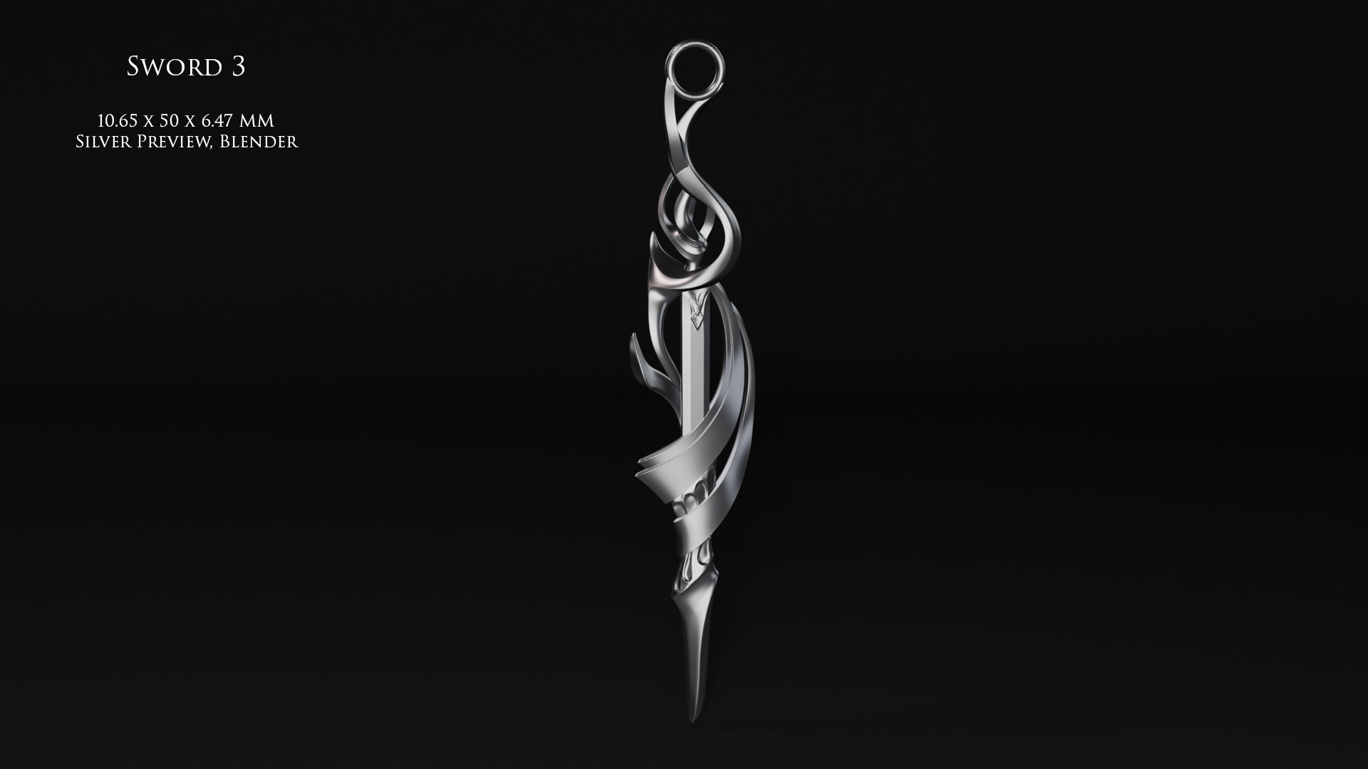 Swirly Sword Pendant 3D print model_3