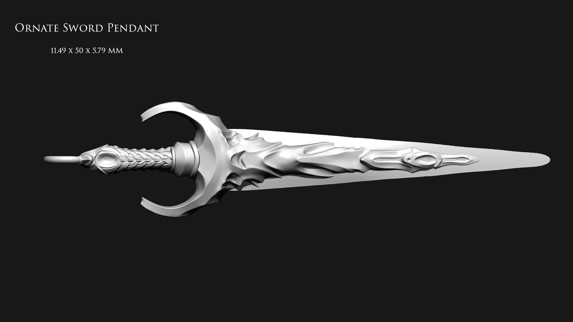 Ornate Sword Pendant 3D print model_4
