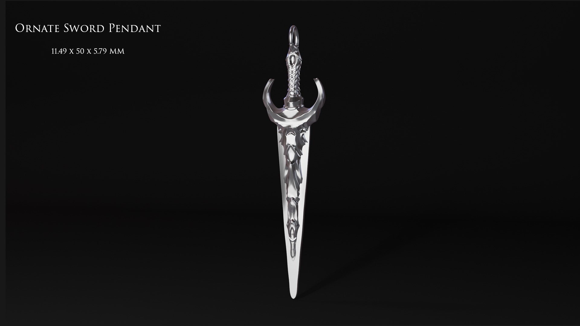 Ornate Sword Pendant 3D print model_3