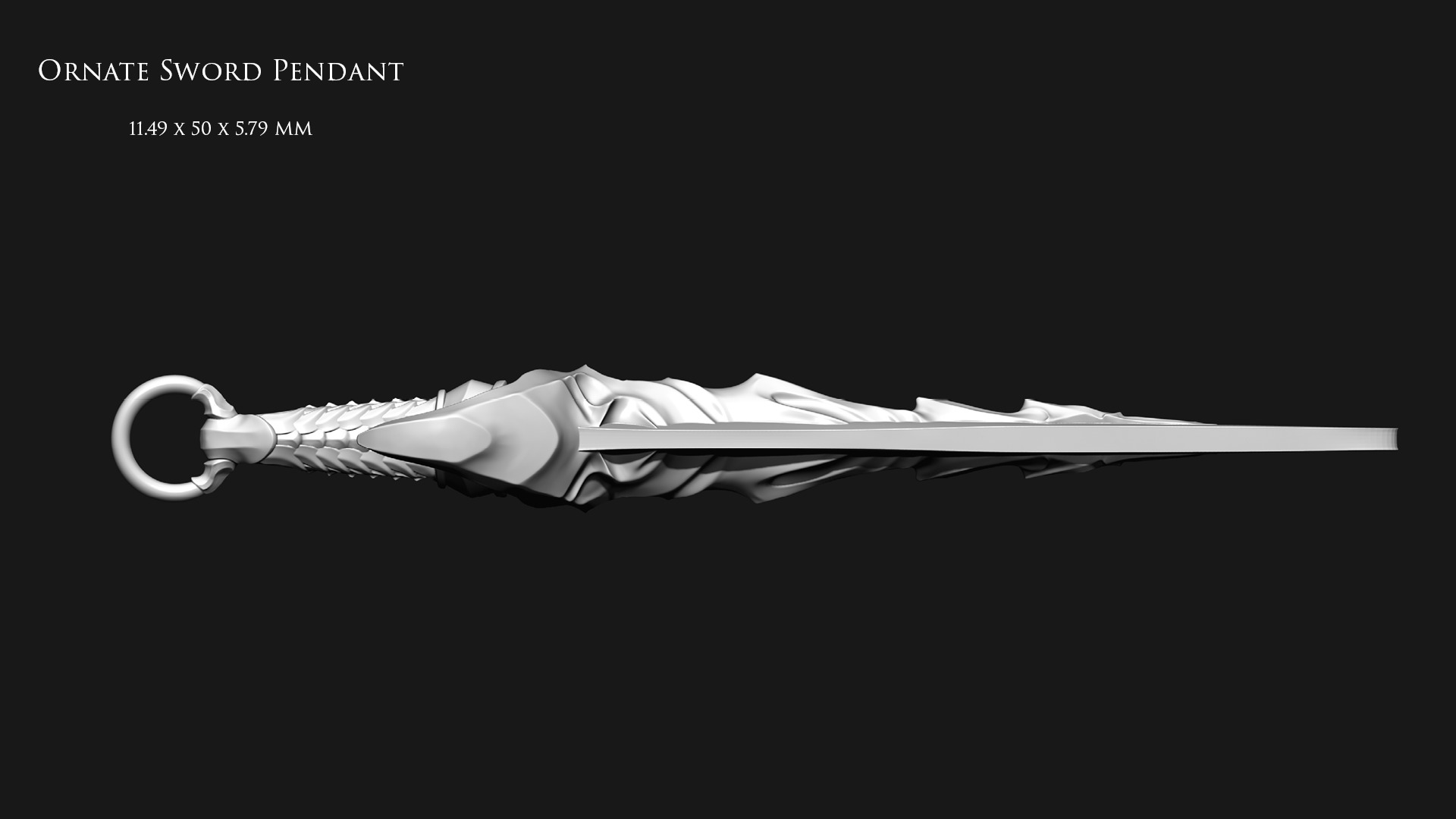 Ornate Sword Pendant 3D print model_5