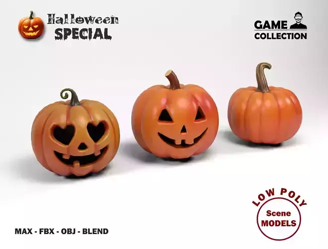 Halloween Pumpkins Low-poly 3D model
