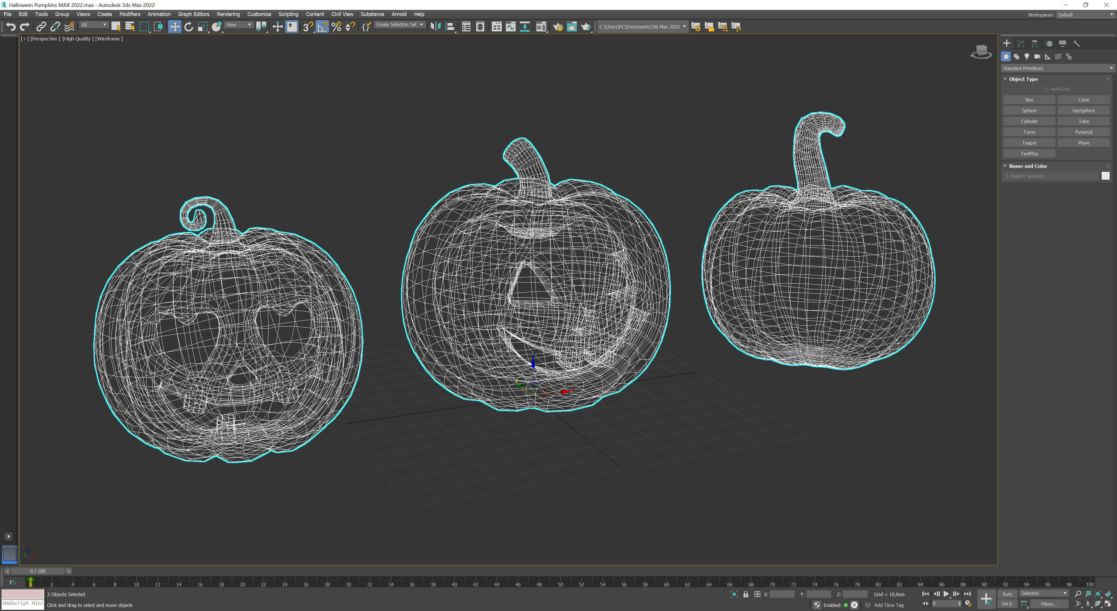 Halloween Pumpkins Low-poly 3D model_11