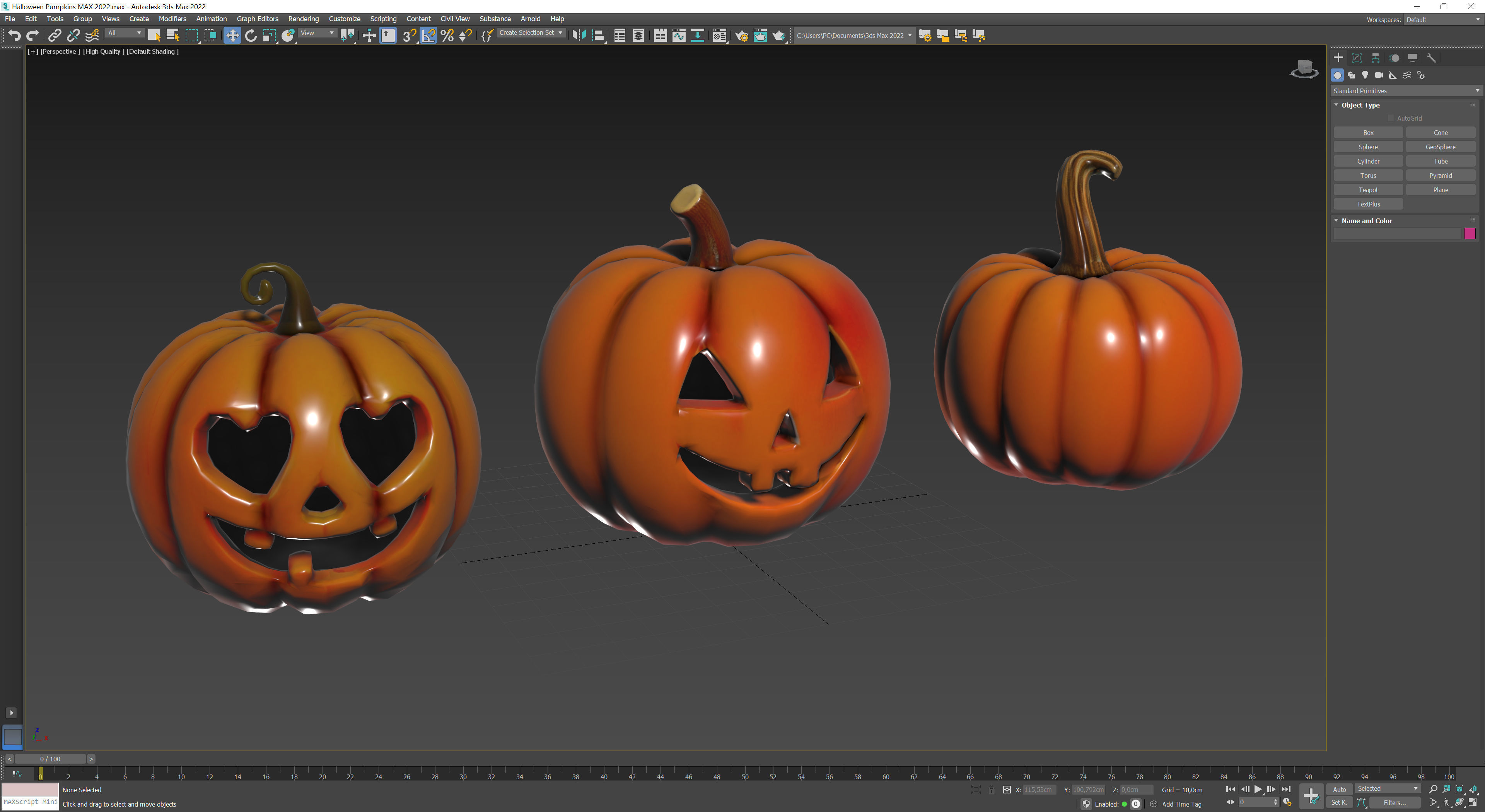 Halloween Pumpkins Low-poly 3D model_10