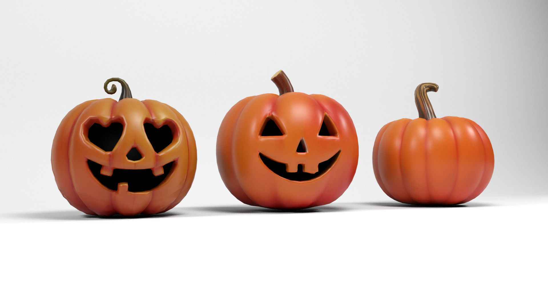 Halloween Pumpkins Low-poly 3D model_5
